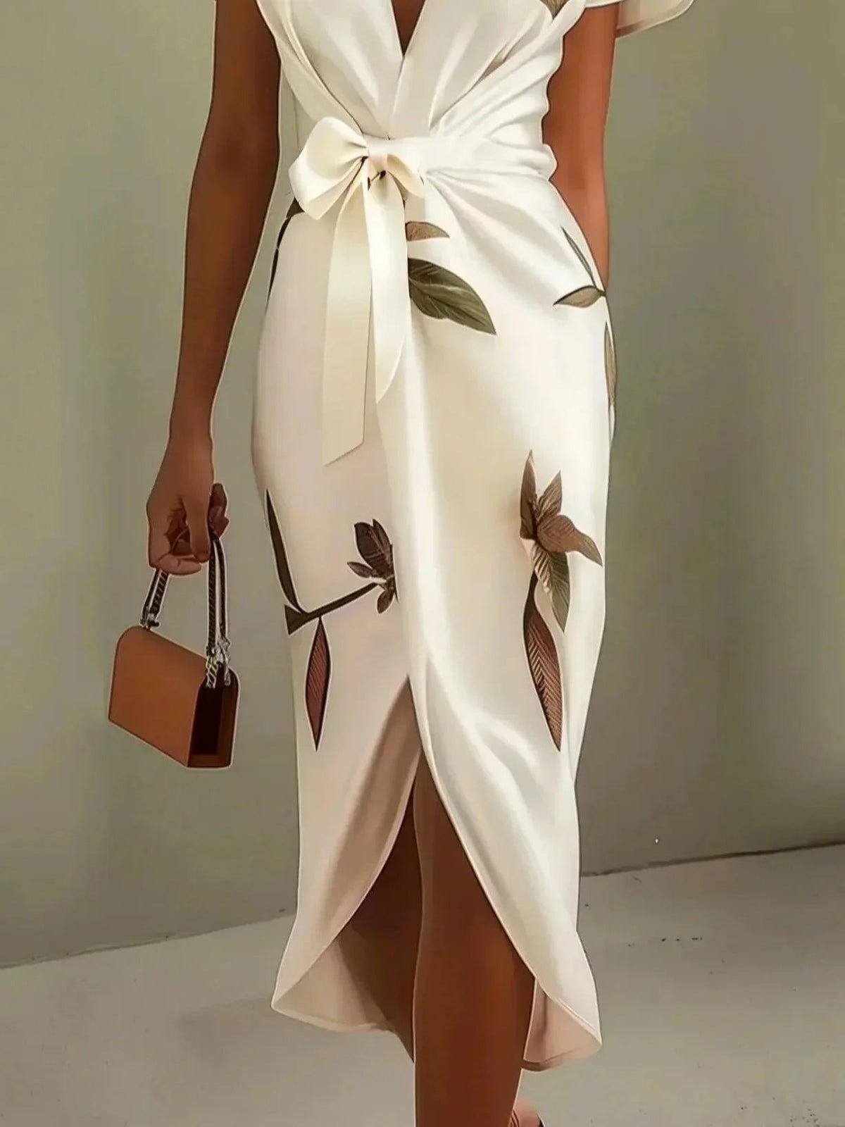 Women's Stylish Wrap Midi Dress - detail