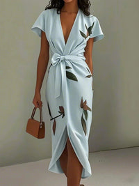 Women's Stylish Wrap Midi Dress - front