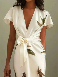 Women's Stylish Wrap Midi Dress - side
