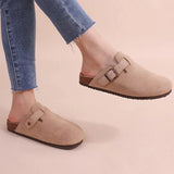 Women's Suede Cork Slippers | Closed Toe Orthopaedic Mule