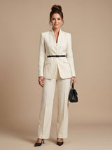 Women's Tailored Suit | Structured Stand Collar Flared Trousers