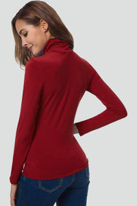 Women's Turtleneck Long Sleeve Jumper | Fitted Plain Knit Side