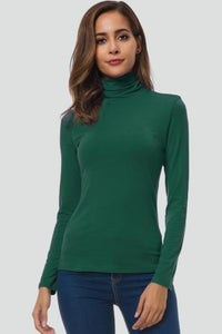 Women's Turtleneck Long Sleeve Jumper | Fitted Plain Knit View 14