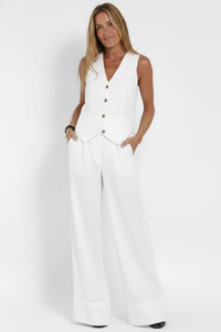 Women's V-Neck Waistcoat Set | Two Piece Trouser Outfit Lifestyle