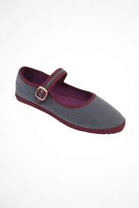 Women's Velvet Buckle Strap Mary Jane Ballet Flats Angle