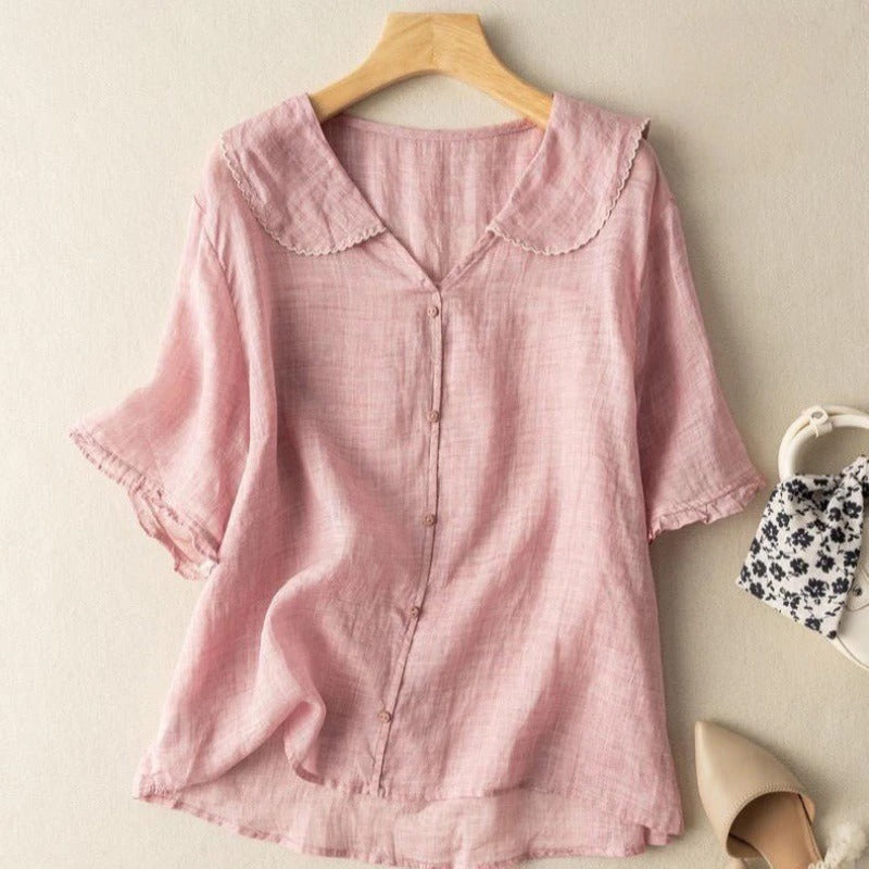 Women's Vintage Blouse | Scalloped Collar - side