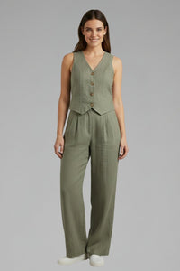 Women's Waistcoat Trouser Set | V-Neck Wide Leg Two Piece Alternate