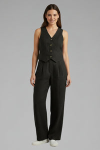 Women's Waistcoat Trouser Set | V-Neck Wide Leg Two Piece Full