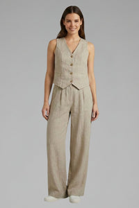Women's Waistcoat Trouser Set | V-Neck Wide Leg Two Piece Lifestyle