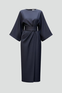 Women's Wide Sleeve Belted Midi Dress Hero