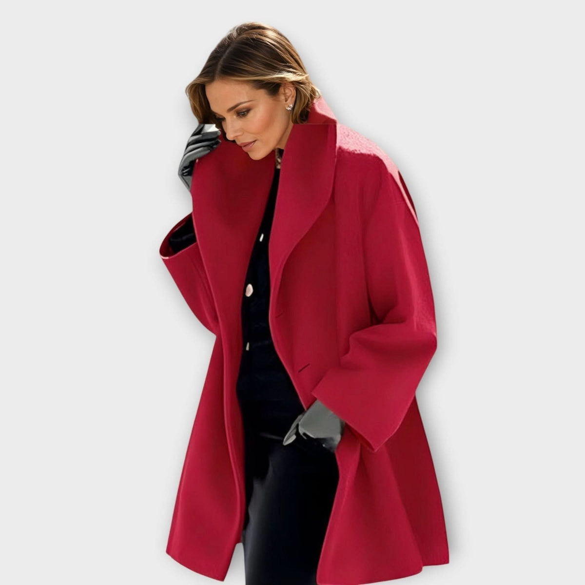 Women's Wool Coat | Oversized Shawl Collar Warm Front