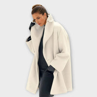 Women's Wool Coat | Oversized Shawl Collar Warm Side