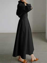 Women's Wrap Shirt Maxi Dress | Wedding Guest Twisted Waist Fit Close Up