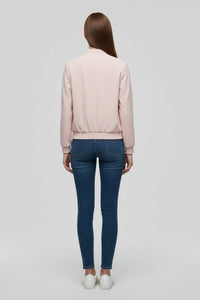 Women's Zipped Bomber Jacket | Elasticated Hem Straight Cut Back