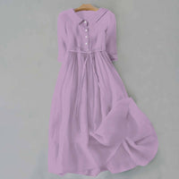 Women's Casual Midi Dress | Tie Waist - close-up