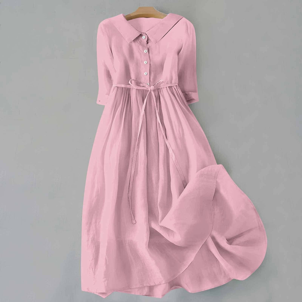 Women's Casual Midi Dress | Tie Waist - detail