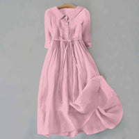 Women's Casual Midi Dress | Tie Waist - detail