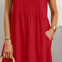 Women's Casual Short Sleeve Pocket Dress - angle