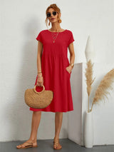 Women's Casual Short Sleeve Pocket Dress