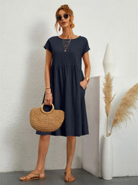 Women's Casual Short Sleeve Pocket Dress - side