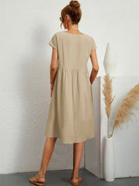 Women's Casual Short Sleeve Pocket Dress - view