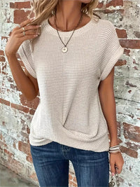 Women's Casual Tee | Waffle Twist Hem - close-up