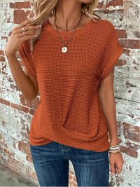 Women's Casual Tee | Waffle Twist Hem - front