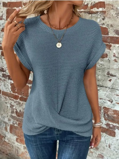 Women's Casual Tee | Waffle Twist Hem - view