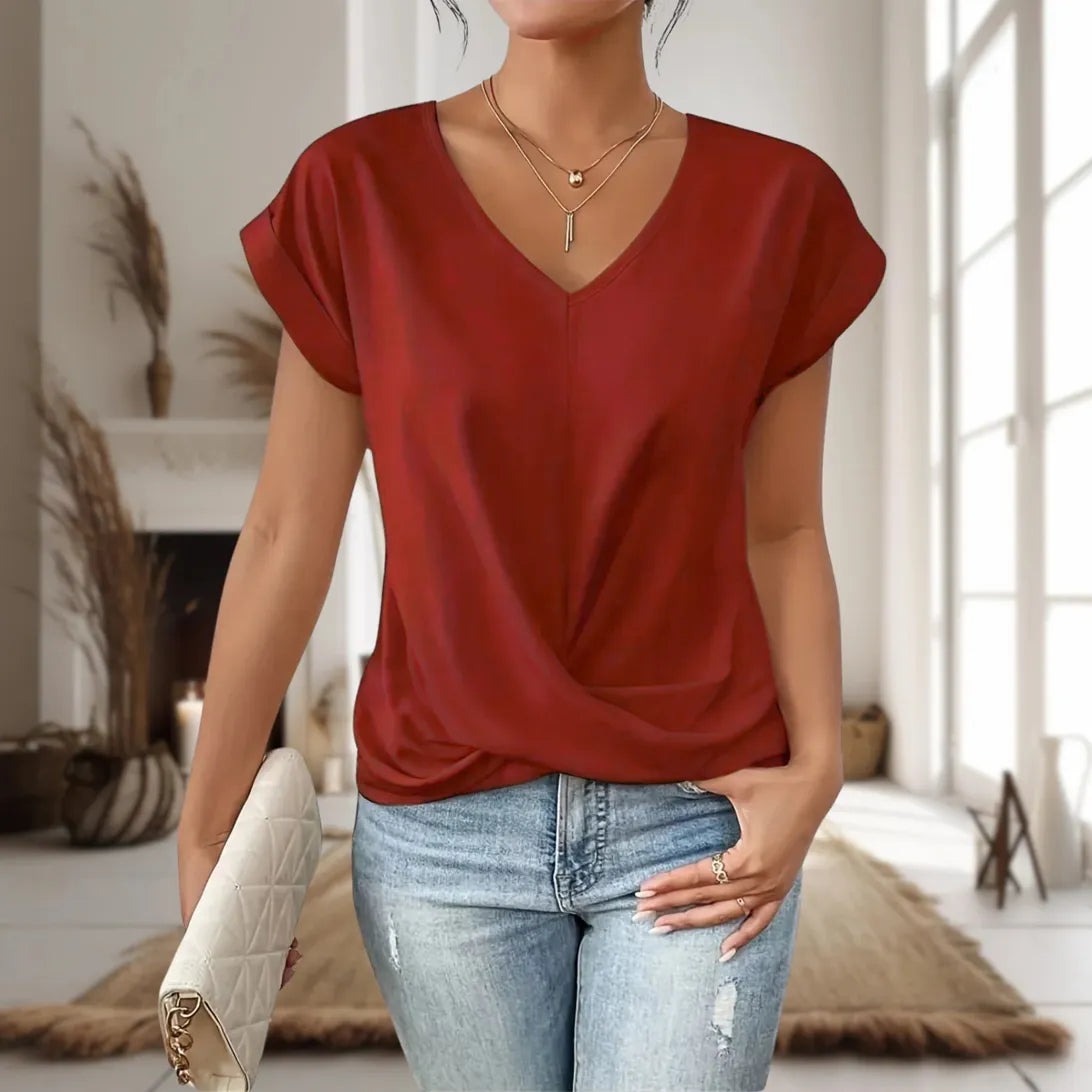 Women's Casual Top | Sweetheart Neck Twist Hem - side