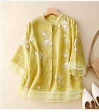 Women's Chic Floral Blouse | 3/4 Sleeve - close-up