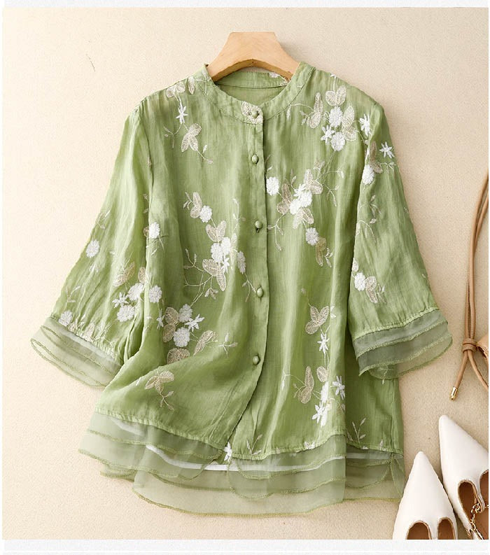 Women's Chic Floral Blouse | 3/4 Sleeve - hero