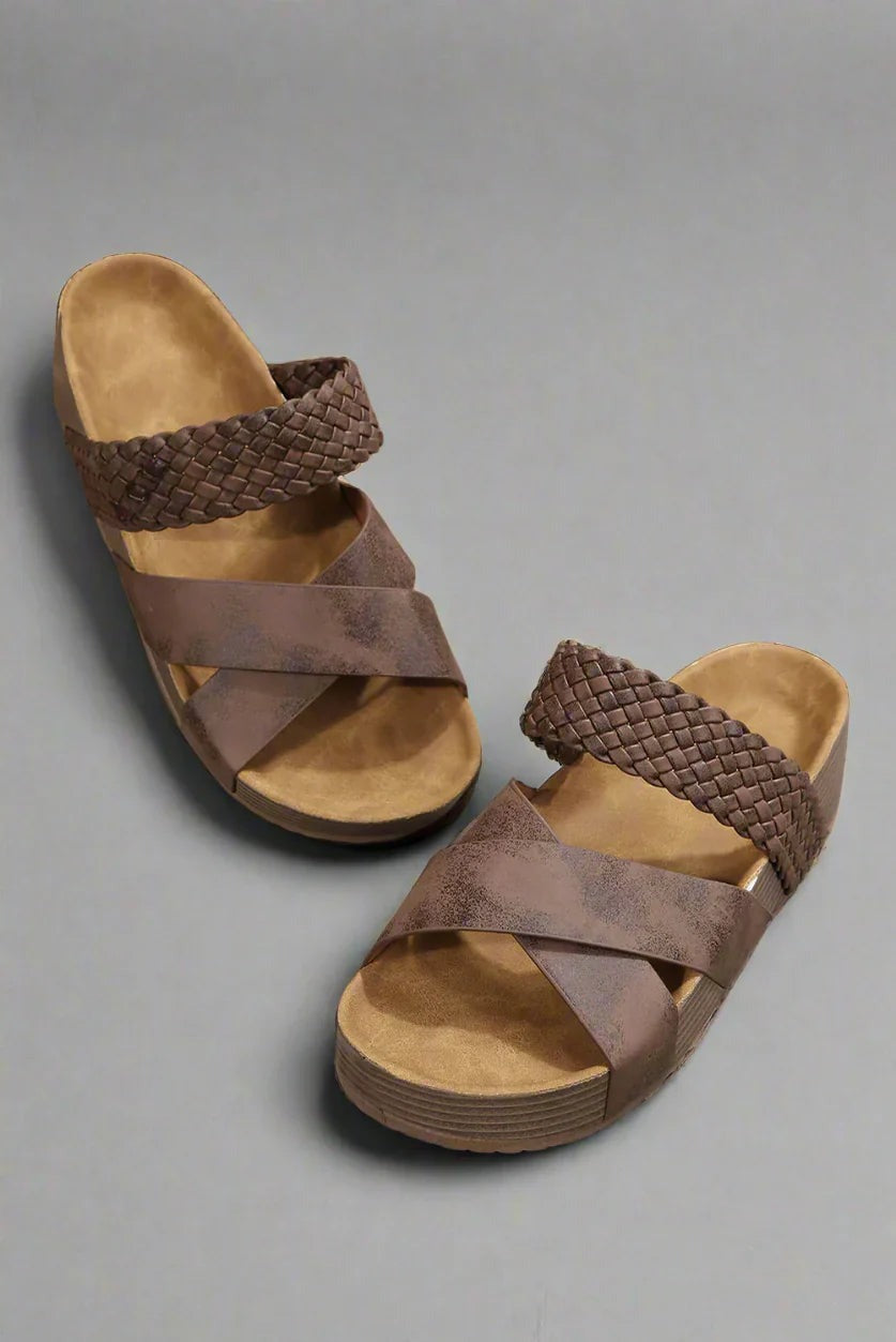 Women's Comfort Sandals | Cross Strap Braided - lifestyle