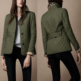 Women's Diamond Button Quilted Jacket | Structured Collar Everyday