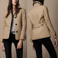 Women's Diamond Button Quilted Jacket | Structured Collar Everyday - lifestyle