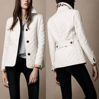 Women's Diamond Button Quilted Jacket | Structured Collar Everyday - side