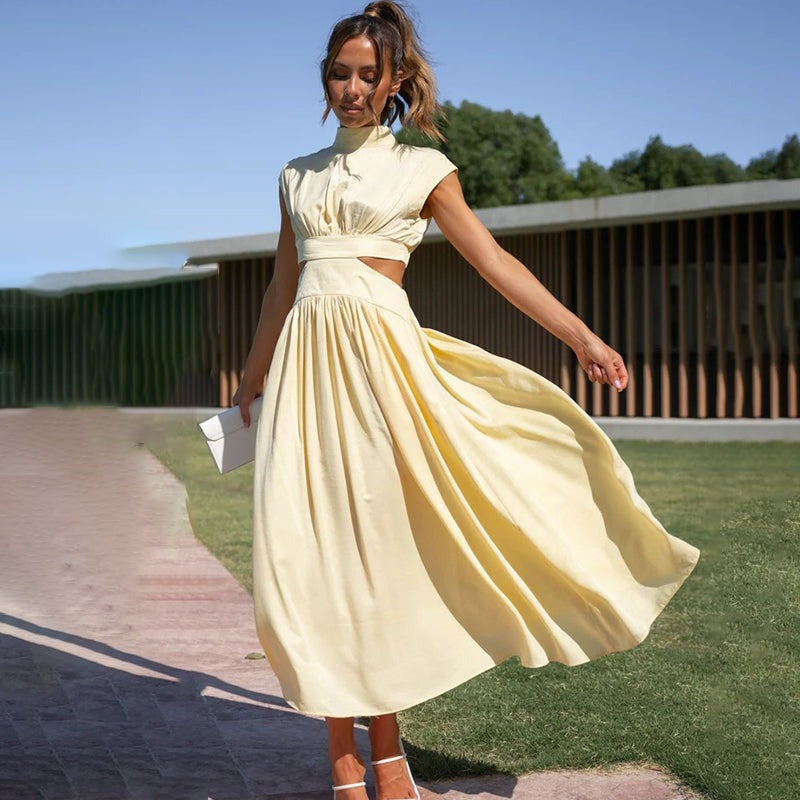 Women's Elegant Cut-Out Midi Dress - close-up