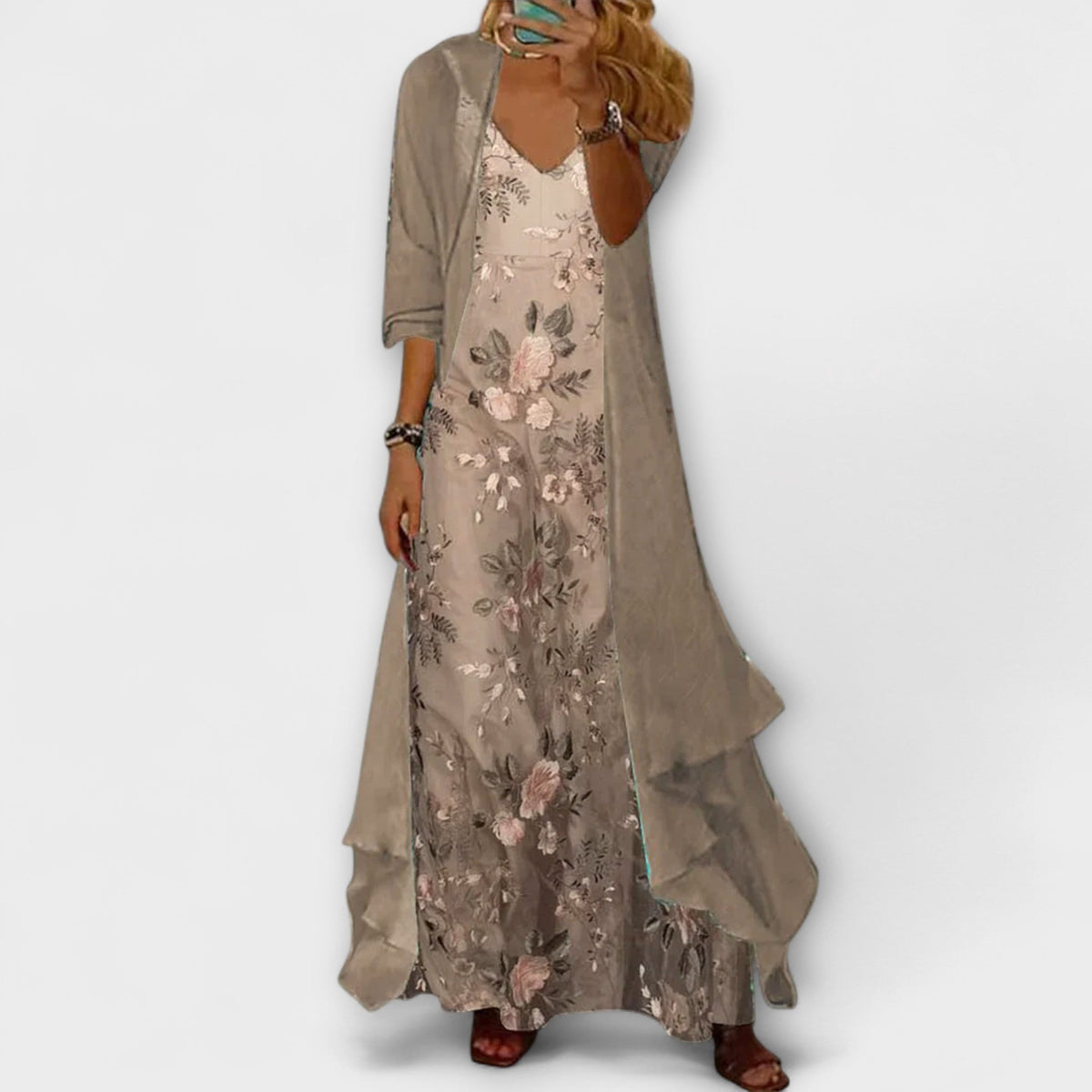 Women's Elegant Floral Maxi Dress - front