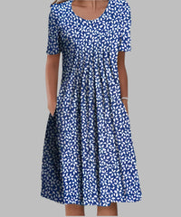 Women's Elegant Floral Short Sleeve Dress - detail