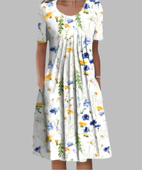 Women's Elegant Floral Short Sleeve Dress - front