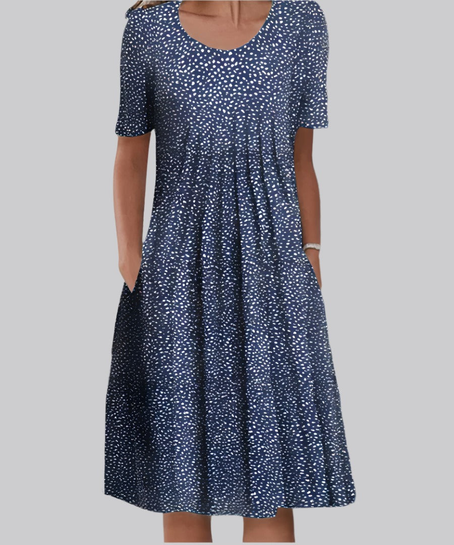 Women's Elegant Floral Short Sleeve Dress - side