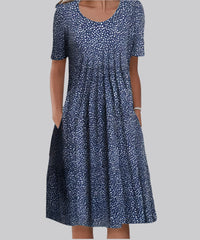 Women's Elegant Floral Short Sleeve Dress - side