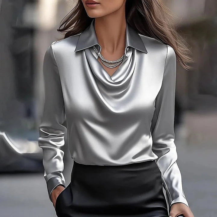 Women's Elegant Floral V-Neck Blouse - back