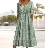 Women's Elegant Floral V-Neck Printed Dress