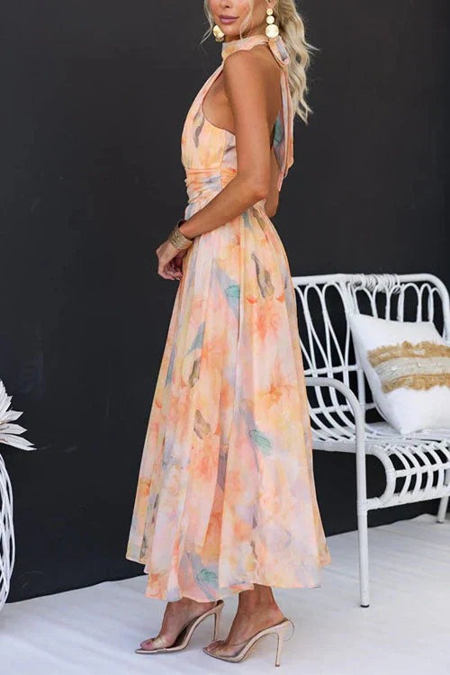 Women's Elegant Halter Neck Maxi Dress - detail