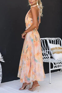 Women's Elegant Halter Neck Maxi Dress - detail