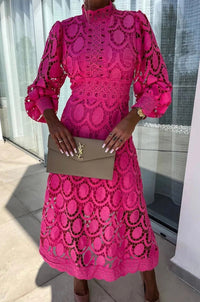 Women's Elegant Lace Midi Dress - hero