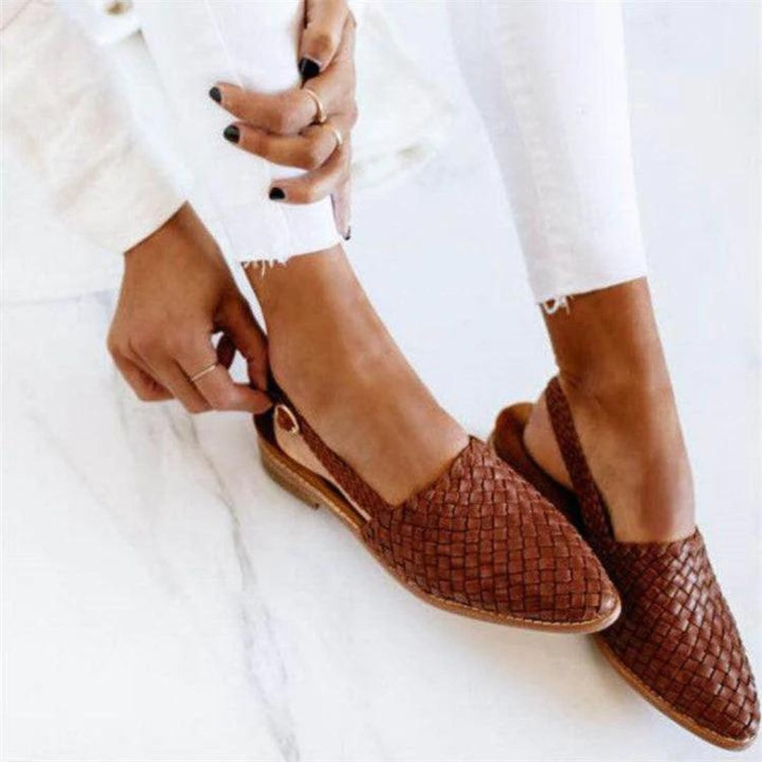 Women's Elegant Leather Ballerina Flats - hero
