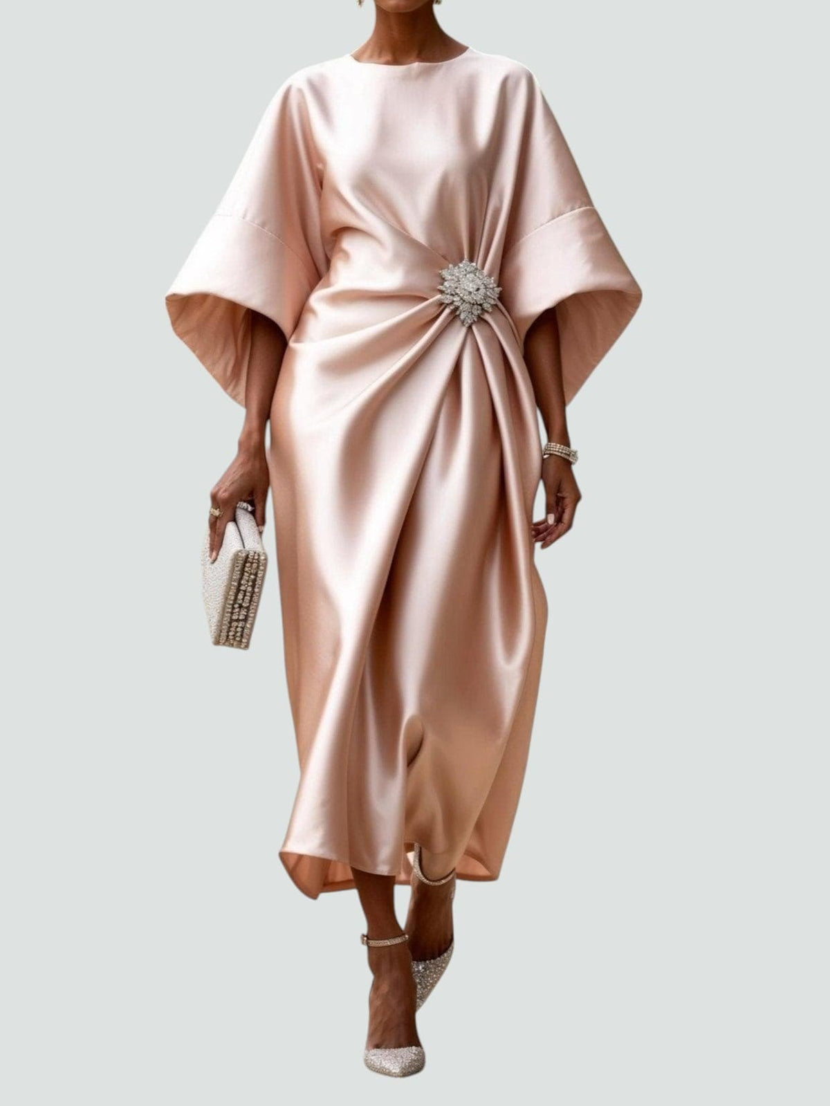 Women's Elegant Long Dress | Batwing Sleeve - detail