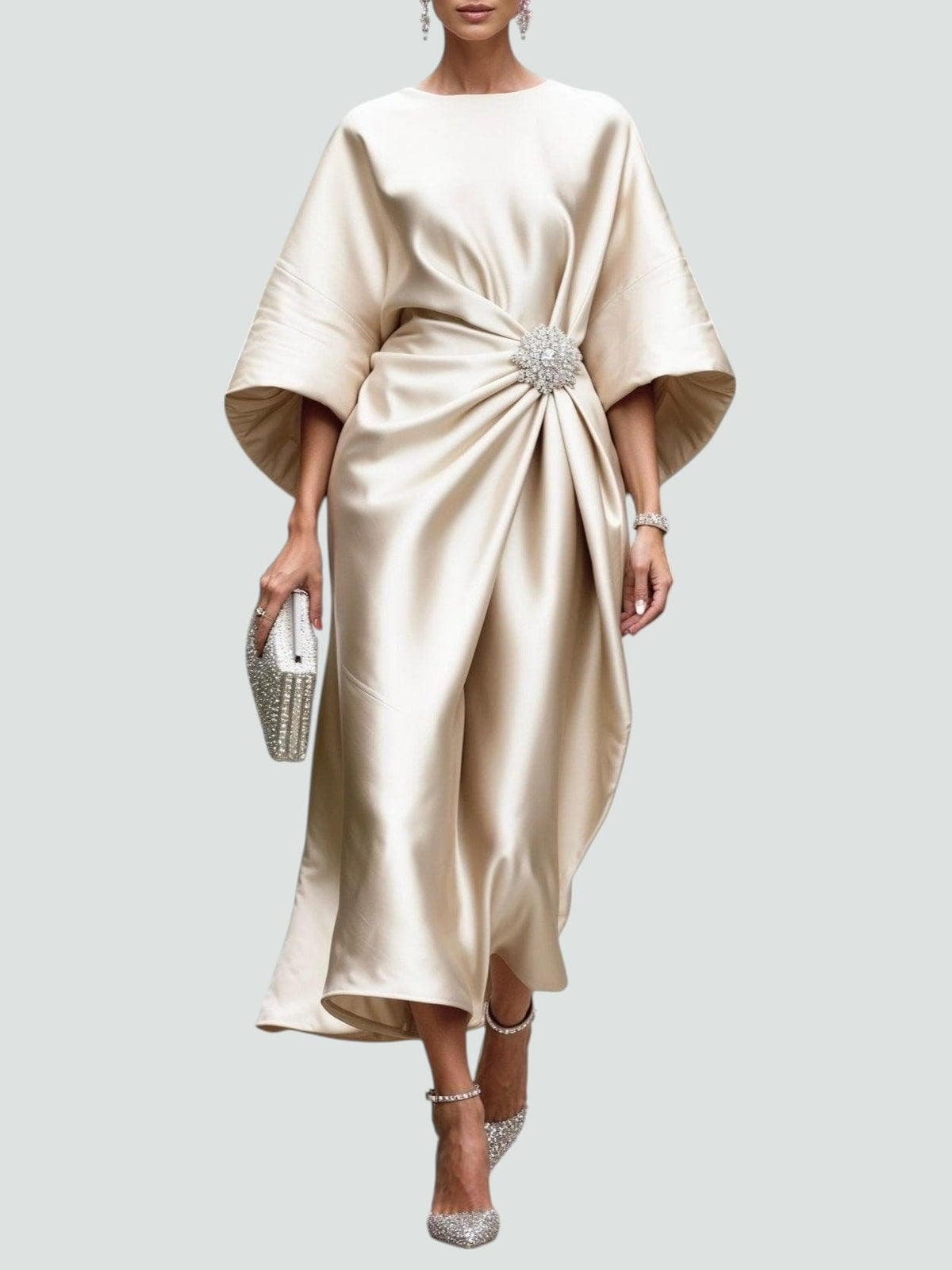 Women's Elegant Long Dress | Batwing Sleeve - lifestyle