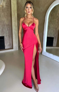 Women's Elegant Strappy High Split Maxi Dress - angle